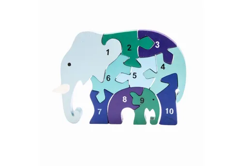 GICO Steckpuzzle Holzpuzzle Elefant mit Zahlen von 1 bis 10- 3941, Puzzleteile