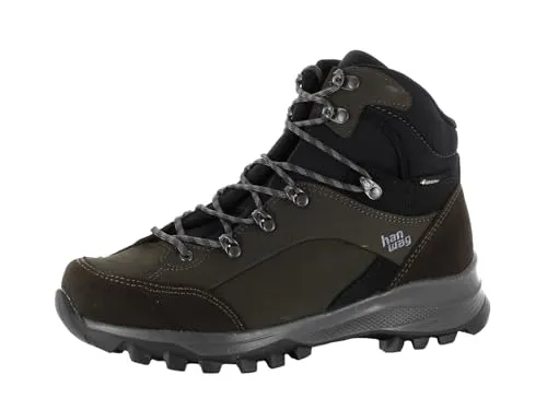 Hanwag Alta Bunion II Lady GTX Mocca/Black - Komfortable Wanderstiefel für Hallux Valgus - Wanderschuhe mit speziellem 'Bunion Trek' Leisten, ideal für Trekking und Hüttentouren. Wasserdichtes GORE-TEX Futter und hochwertiges Nubukleder bieten optimalen Komfort und Halt.