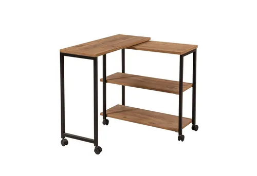 Skye Decor Melin Beistelltisch - Industrie-Design in Atlantischer Kiefer - Stylischer Beistelltisch aus melaminharzbeschichteter Spanplatte mit Metallrahmen, ideal für vielseitige Nutzung in jedem Raum. Mit Rollen für einfache Mobilität und zusätzlichem Stauraum.