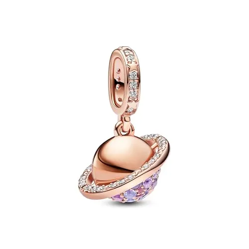 Pandora Bead Planet Saturn Charm-Anhänger 782437C01 - Beads, funkelnder Charm-Anhänger aus 14k rosévergoldeter Metalllegierung, perfekt für eine stilvolle Ergänzung Ihres Armbands.