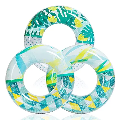 JOYIN 3 Pack Aufblasbarer Schwimmreifen mit Glitzern 32.5"/82.55cm, Schwimmring, Sommer Wasser Schwimmreifen groß, Pool Floats Spielzeug für Schwimmbad-Partydekorationen, Strand, Outdoor Partyzubehör