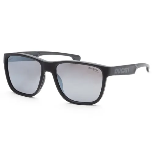 Carrera CARDUC 003/S 08A BLACK GREY Herren Sonnenbrillen - Elegante Herren-Sonnenbrille mit quadratischem Rahmen, 100% UV-Schutz und reflektierenden Gläsern für optimale Sicht bei hellem Licht. Inklusive Markenetui für stilvolle Aufbewahrung.