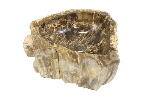 Casa Moro Fossiles Holz Naturstein Waschbecken - Handgemacht, MW504015 - Elegantes Aufsatzwaschbecken aus einzigartigem Marmor, handgefertigt in Indonesien. Die glatte Oberfläche und die natürliche Maserung machen jedes Stück zum Unikat. Ideal für stilvolle Badezimmergestaltung.