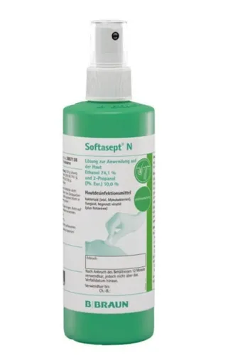 B. Braun Deutschland GmbH & Co.KG B. Braun Softasept® N farblos, Hautdesinfektionsmittel, Lösung, Gebrauchsfertiges Hautantiseptikum mit schneller Wirkung, 250 ml - Flasche mit Sprühkopf 3887138