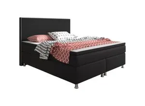 Inter Handels Boxspringbett King Size 180x200 cm, Schwarz - Hochwertiges Boxspringbett mit 7-Zonen Taschenfederkern und PU-Schaum-Topper für optimalen Schlafkomfort und individuelle Körperanpassung. Ideal für erholsame Nächte.