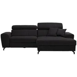 Carryhome Ecksofa, Graphit, Textil, 3-Sitzer, Füllung: Schaumstoff, Ottomane rechts, L-Form, 267x181 cm, Stoffauswahl, Liegefunktion, seitenverkehrt erhältlich, Rücken echt, Wohnzimmer, Sofas & Couches, Wohnlandschaften, Ecksofas