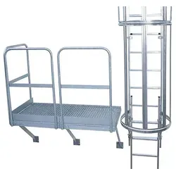 Euroline Grundpodest 800x800mm mit Geländer - Robuste Arbeitsplattform mit Gitterrostbelag und 2 Konsolen, ideal für sicheren Zugang und vielseitigen Einsatz.