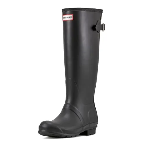 Hunter Original Adjust Damen Langschaftstiefel, Schwarz, 37 EU - Wasserdichter Damen Langschaftstiefel aus handgefertigtem Naturkautschuk, vegan und ideal für Outdoor-Abenteuer.