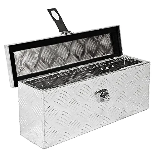 Trucky Anhänger-Deichselbox Aluminium – Werkzeugkiste in 15 Größen - Transportboxen, stabile und wasserdichte Aluminium-Deichselbox mit Schloss und Schlüssel, ideal für die sichere Aufbewahrung von Werkzeugen und Maschinen.
