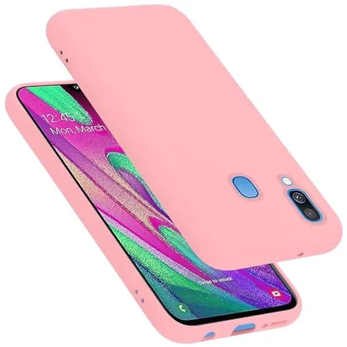 Cadorabo Hülle kompatibel mit Samsung Galaxy A40 Hülle Silikon Handyhülle für Galaxy A40 Case aus flüssigem Silikon- Kratzfeste und stoßfeste dünne TPU Schutzhülle - Liquid PINK