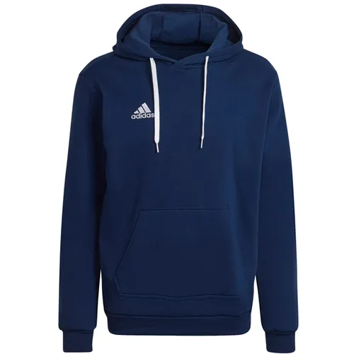 Adidas Entrada 22 Hoody - blau, professioneller Look für Amateurfußball - Sweatshirts aus weichem Fleece mit Recyclingmaterial für ein warmes Tragegefühl und eine bessere Ökobilanz.