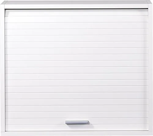 SIMMOB Rollladenschrank COOK056BL, Weiß - Rollladenschrank für die Küche, platzsparend mit Hängeschrank-Design und eleganter Rollladentür für einfachen Zugriff.