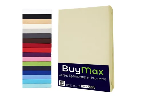 Buymax Spannbettlaken Buymax Jersey aus 100% Baumwolle, Jersey, Gummizug: Rundumgummi, (1 Stück), Pflegeleicht und Atmungsaktiv in Verschiedenen Farben und Größen