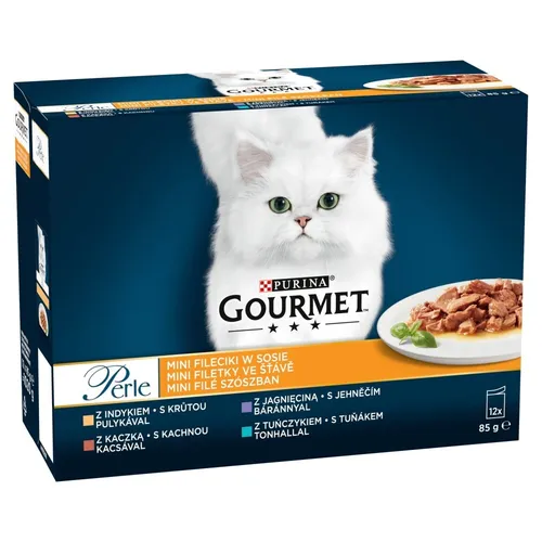 Purina Gourmet Perle kleine Filets Katzenfutter 12x85g - Leckeres Nassfutter für ausgewachsene Katzen, mit zarten Filets für ein schmackhaftes Erlebnis und ausgewogene Ernährung.