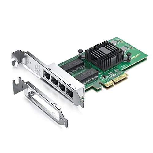 10Gtek 1000Mbps Gigabit Ethernet Converged Network Adapter (NIC) | mit Intel 350 Chip | Ethernet PCI Express NIC Network Card | Quad Copper RJ45 Ports | PCI Express 2.1 X4 | Compare to Intel I350-T4