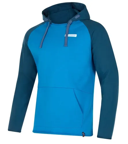 La Sportiva Kapuzenpullover Telendos Hoody für Herren, Größe XL - Bequemer Kapuzensweater aus 100% Organic Cotton, ideal für Klettertouren. Atmungsaktives Design mit seitlicher Reißverschlusstasche und verstellbarer Kapuze für optimale Bewegungsfreiheit. Farbe: Electric Blue/Storm Blue.