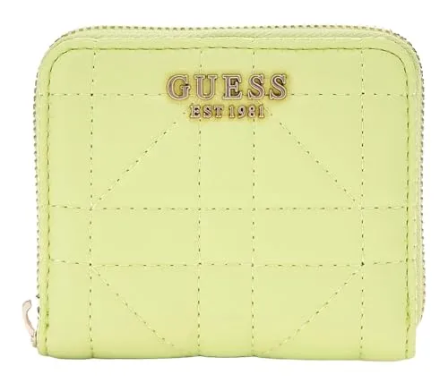 Guess Geldbörse Assia in Chartreuse - Stylische Geldbörse aus hochwertigem Polyurethan mit geometrischem Muster, ideal für den täglichen Gebrauch und perfekt für modebewusste Frauen.