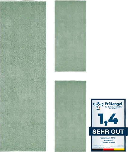 Andiamo Bettumrandung Arezzo, 16 mm hoch, salbeigrün - Teppich mit weichem Flor, ideal für Wohnzimmer & Schlafzimmer, rutschhemmend und pflegeleicht, sorgt für ein gemütliches Ambiente.