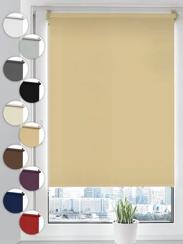 Verdunklungsrollo Seitenzugrollo, Sonello, verdunkelnd, einfach Montage ohne Bohren, freihängend, Klemmfix, 30cm x 100cm Beige Verdunkelungsrollo, Rollos Fenster, Sonnenschutz