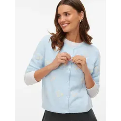 Vero Moda Strickjacke VMDOFFY INTARSIA 2/4 O-NCK CARDIGAN NOOS blau XS (34) - Modische Strickjacke in Cashmere Blue mit elastischem Material, ideal für den täglichen Einsatz. Pflegeleicht und stylish mit Rundhalsausschnitt und Rippstrickabschlüssen.