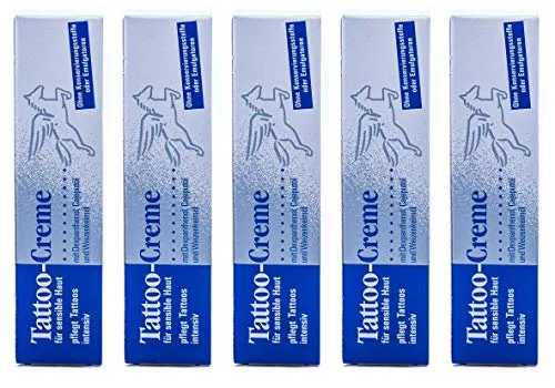 Pegasus Pro Tattoo-Creme 5er-Set, Tägliche Pflege & Aftercare, Feuchtigkeitsspendend mit Cajeputöl, je 25ml - Optimaler Tattooschutz, Made in Germany