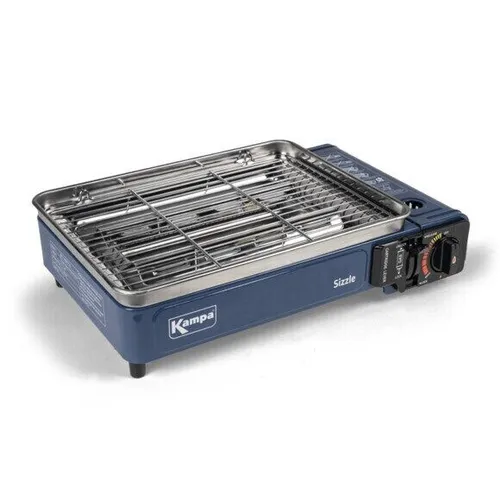 Kampa Sizzle Tragbarer Gas-Camping-Kartuschen-Grill, Blau - Camping-Grill mit kompaktem Design, ideal für unterwegs und einfach zu transportieren für unvergessliche Grillabende in der Natur.