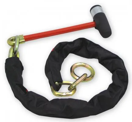 DoubleLock - Kettenschloss - Gliederkette SCM - Sicherheitsschloss - Stick - Strapazierbares Schloss - Innerhalb von fünf Sekunden verriegelt - Rot - Schwarz - SCM-geprüft