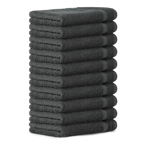 Luckytowel 10er Set Gästehandtücher 30x50 cm - Frottiertuch Set aus 100% Baumwolle, extrem saugstark mit 600g/m², ideal für Badezimmer, Fitnessstudio und mehr. Genießen Sie Qualität nach Öko-Tex Standard!