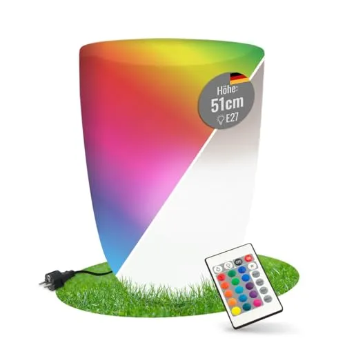 Beleuchteter Pflanztopf Shining Curvy Pot M (RGB) - Gartenleuchten mit intelligentem Ablaufsystem, frost- und UV-beständig. Ideal für drinnen und draußen, verwandelt jede Pflanze in einen strahlenden Hingucker!