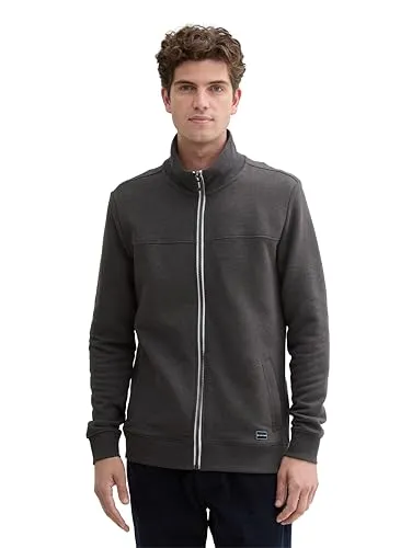 Tom Tailor Sweatjacke für Herren - Bequeme Sweatjacke von TOM TAILOR, ideal für sportliche Looks und lässige Outfits. Mit zwei praktischen Eingrifftaschen und ohne Kapuze, perfekt für den Alltag.
