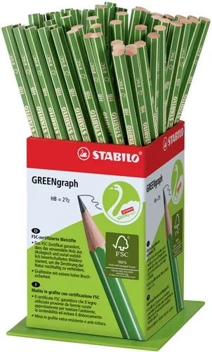 STABILO Bleistift GREENgraph HB 60er Display - Sonstige Kategorie, umweltfreundlicher Bleistift mit grün lackiertem Schaft, perfekt für Schule und Büro, 60 Stifte im praktischen Display.
