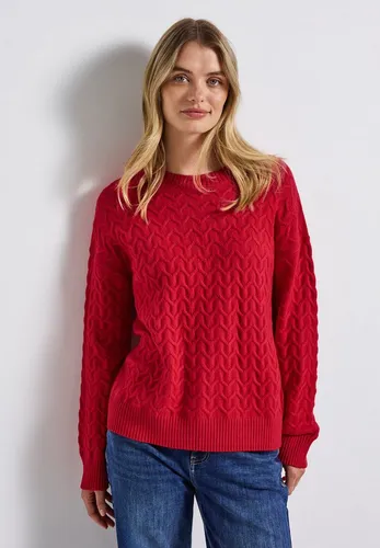 Street One Damen 3015494 Kuscheliger Strukturpullover, Racing Red, Größe 38 - Kuscheliger Strickpullover mit Rundhalsausschnitt und Langarm, ideal für kühle Tage. Angenehm weiches Material und modisches Strukturmuster für einen stylishen Look.