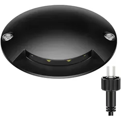 ledscom.de LED Bodenleuchte, Wegmarkierung BUNDA für außen, IP67, schwarz, rund, 70mm Ø, warmweiß