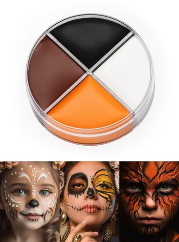 Kryolan Theaterschminke 4 Farben - Profi Make-up für Fasching & Karneval - Voll deckende Cremeschminke auf Wachsbasis mit hohem Pigmentgehalt für brillante Farbeffekte. Einfach aufzutragen und ideal für kreative Kostüme und Tierdarstellungen.