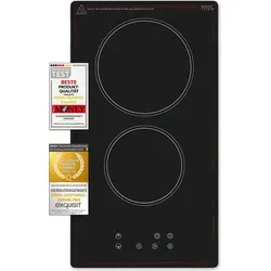 Exquisit EKC301-020 Autarkes Duo-Kochfeld - Rahmenloses Glaskeramik Kochfeld mit Touch-Control für präzise Steuerung. Ideal für moderne Küchen. Kategorie: Elektrokochfeld