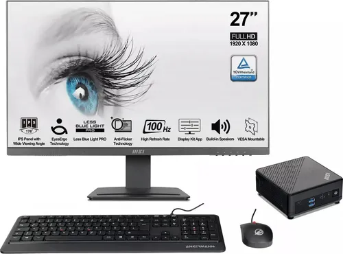 Ankermann Office Cubi V3 Bundle, 32GB RAM, 1TB NVMe SSD, Windows 11, Intel Core i7-1255U, WLAN & Bluetooth, 27 Zoll Monitor, Maus & Tastatur, MS Office 2024