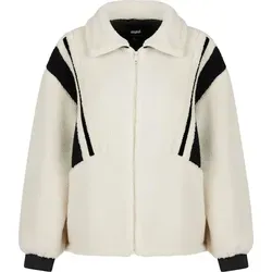 mavi Teddyjacke mit Kontraststreifen - Warm und Weich - Creme - Größe XS - Stylische Übergangsjacke mit weichem Teddyfell, sportlich-elegantem Look und modischen Kontraststreifen. Ideal für kühle Tage, gefertigt aus langlebigem 100% Polyester.