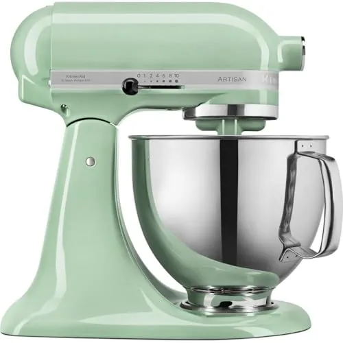KitchenAid Artisan 5KSM125 Pistazie Küchenmaschine - Küchenmaschine mit kippbarem Kopf, ideal für die Zubereitung von Teigen und Backwaren, 4,8 Liter Edelstahl-Schüssel und 10 Geschwindigkeitsstufen für perfekte Ergebnisse.