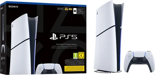SONY PlayStation5 Digital Edition (Slim) - 825 GB - Konsolen mit 825 GB Speicher, schlankem Design und exklusiven digitalen Spielen für ein unvergleichliches Gaming-Erlebnis.