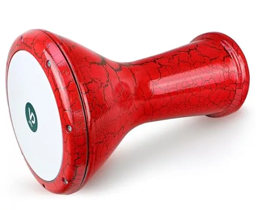 Orientalische Profi Bauchtanz Darbuka Trommel Percussion Aluguß gerissener Lack Effeckt Rot/Schwarz