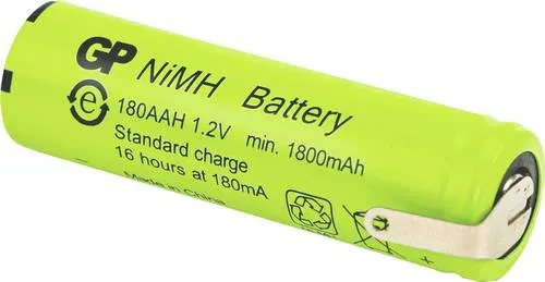 GP Ni-MH Industrial 1800 AAH Mignon (AA)-Akku 1,2V - Industrieller NiMH Akku mit 1800 mAh, ideal für professionelle Anwendungen. Langlebig, mit über 500 Ladezyklen und einfacher Integration dank Lötfaden.