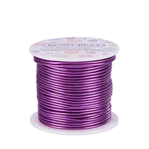 BENECREAT 2mm Aluminiumdraht 30m Lang(100 Füße) Eloxiert Schmuck Handwerk machen Friesen Floral farbigen Aluminium Craft Draht - Lila
