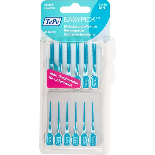 Tepe EasyPick M/L türkis 36 St - Arzneimittel für optimale Mundhygiene, mit ergonomischem Design für einfaches Reinigen zwischen den Zähnen.