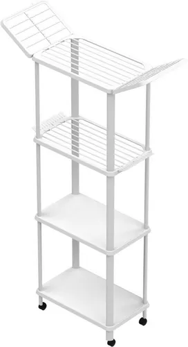 Badregal BISCHOF "Bucato" in Weiß, 50x146x30 cm - Praktisches Badregal mit 4 Universalrollen und feststehenden Einlegeböden. Aus UV-beständigem, rostfreiem Kunststoff gefertigt und pflegeleicht. Ideal für eine einfache Selbstmontage und flexiblen Einsatz im Badezimmer.