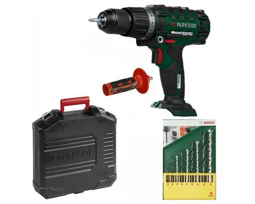 Parkside Akku-Schlagbohrschrauber 20V PSBSA 20-Li C3 Solo + Bohrer Set - Akkuschrauber mit 20V Leistung, ideal für vielseitige Anwendungen, inklusive praktischem Bohrer Set für alle Projekte.