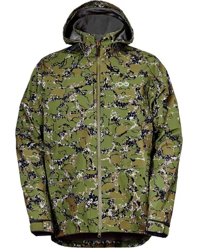 Merkel Gear All-Weather Jacket 365 Infinity Forest Camo S - Funktionsjacke, wasserdicht und winddicht, ideal für extreme Witterungsbedingungen mit verstellbarer Sturmkapuze und extragroßer Unterarmbelüftung.