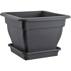 BURI Pflanzkübel XXL 60x60 - idealer Blumentopf mit Wasserspeicher - Garten-Zubehör, 70 L Volumen, aus langlebigem Kunststoff in Anthrazit für optimale Pflanzenpflege.