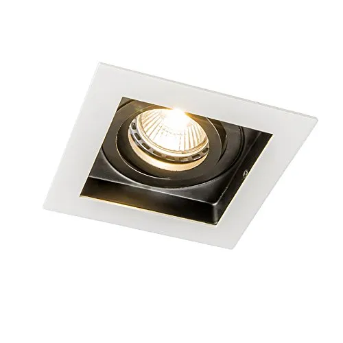 Qazqa Einbaustrahler, Einbauleuchte - Carree - Schwarz, max. 50W, Geeignet für LED, 10.3cm, Quadratisch, Ideal als Flur, Küche lampe und Schlafzimmerlampe