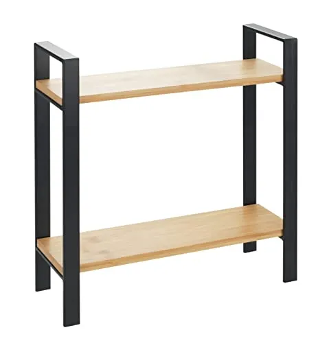Wenko Küchenregal Schwarz, Holz und Metall - Praktisches Küchenregal aus Bambus, 32x33x11 cm, ideal für platzsparende Aufbewahrung in der Küche.