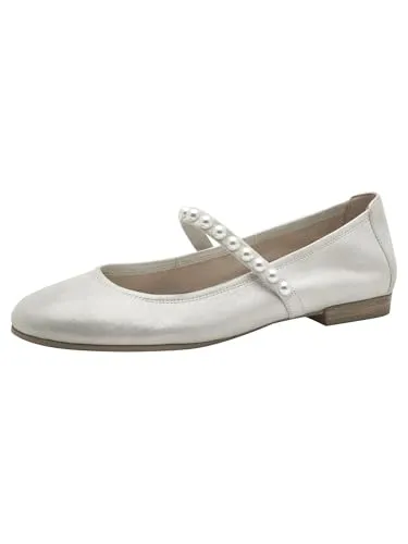 Tamaris Ballerina 1-22140-44 TOUCH-IT Riemchenballerina in Silber - Hausschuhe mit innovativer TOUCH-IT Dämpfung für höchsten Komfort, in Größe 39 und stilvollem silberfarbenem Design.